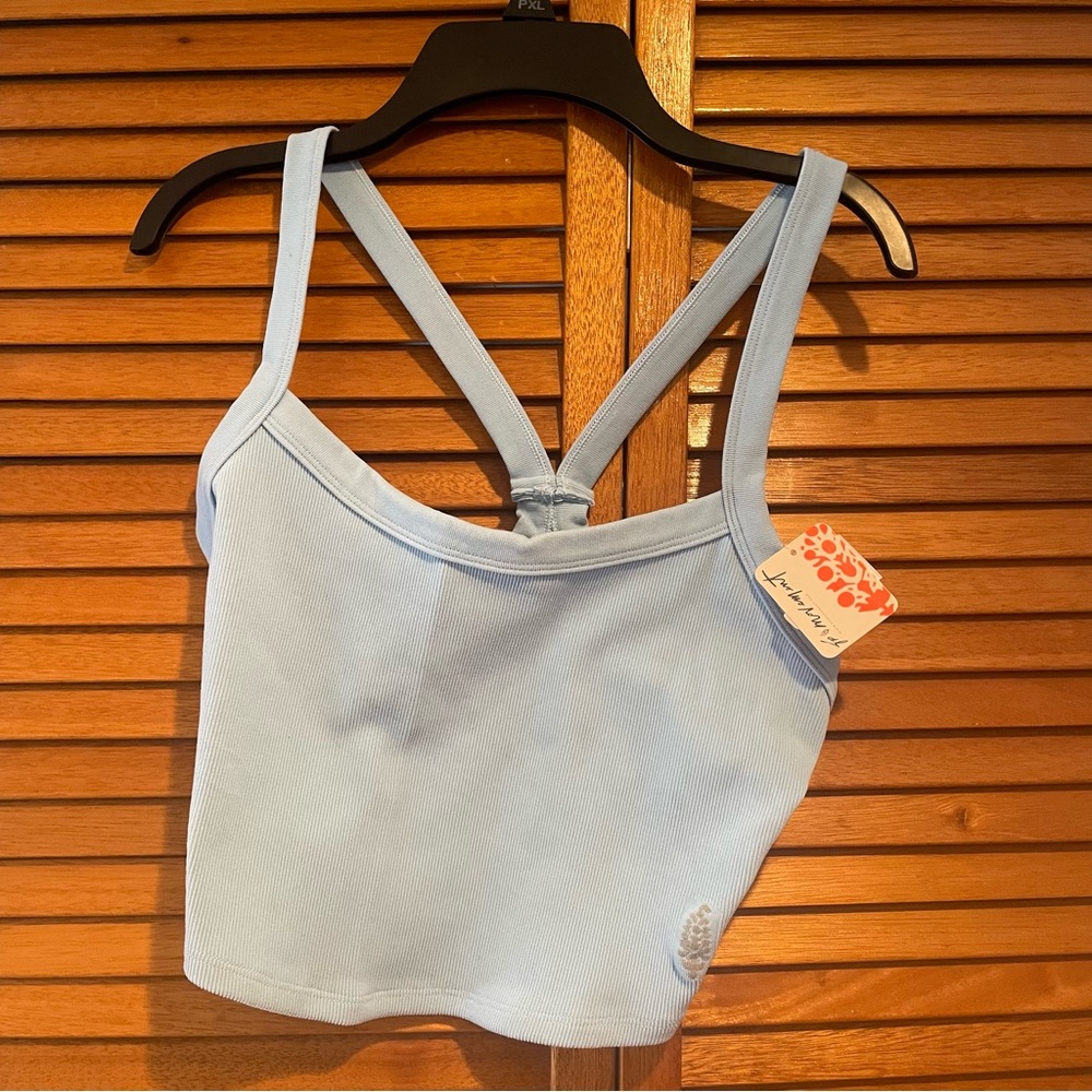 Free People Light Blue Ribbed Tank Top - Picture 4 of 9